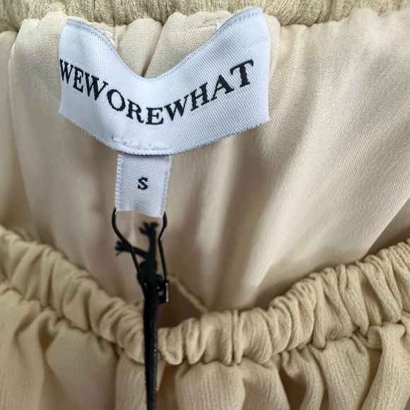 WeWoreWhat Tiered Mini Dress Crinkle Chiffon Wheat Size S - Picture 3 of 4